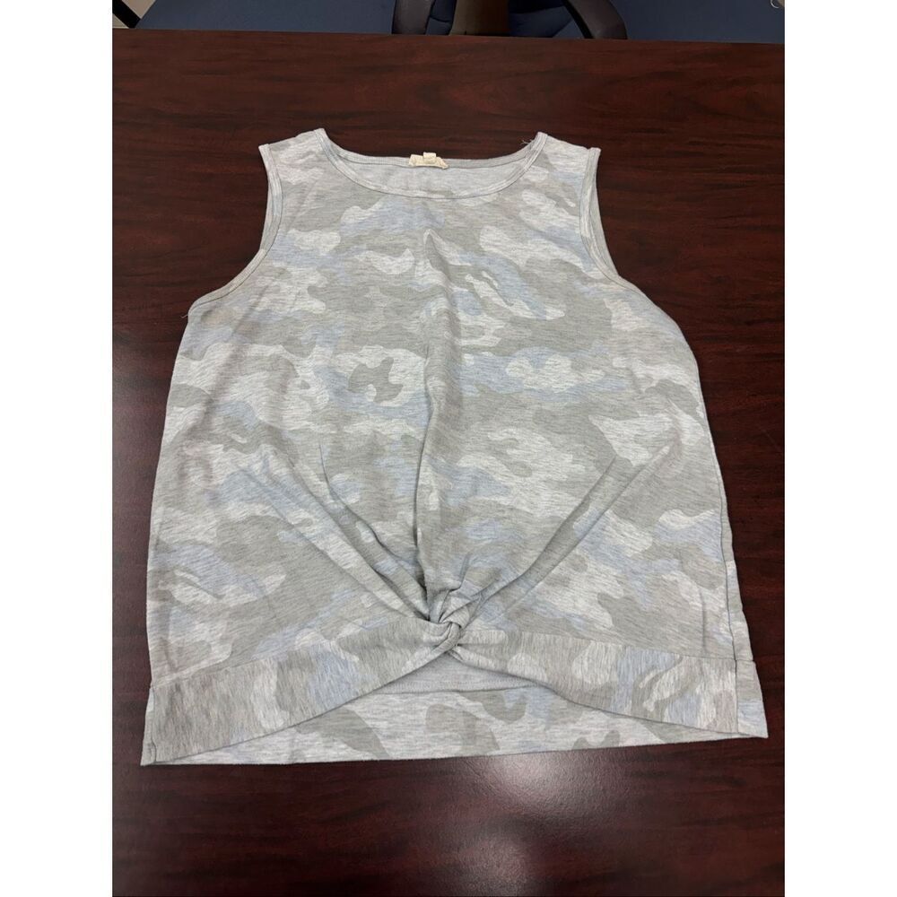 Jane & Delancey Camouflage Sleevless Tank Top with Knot Front Size Large